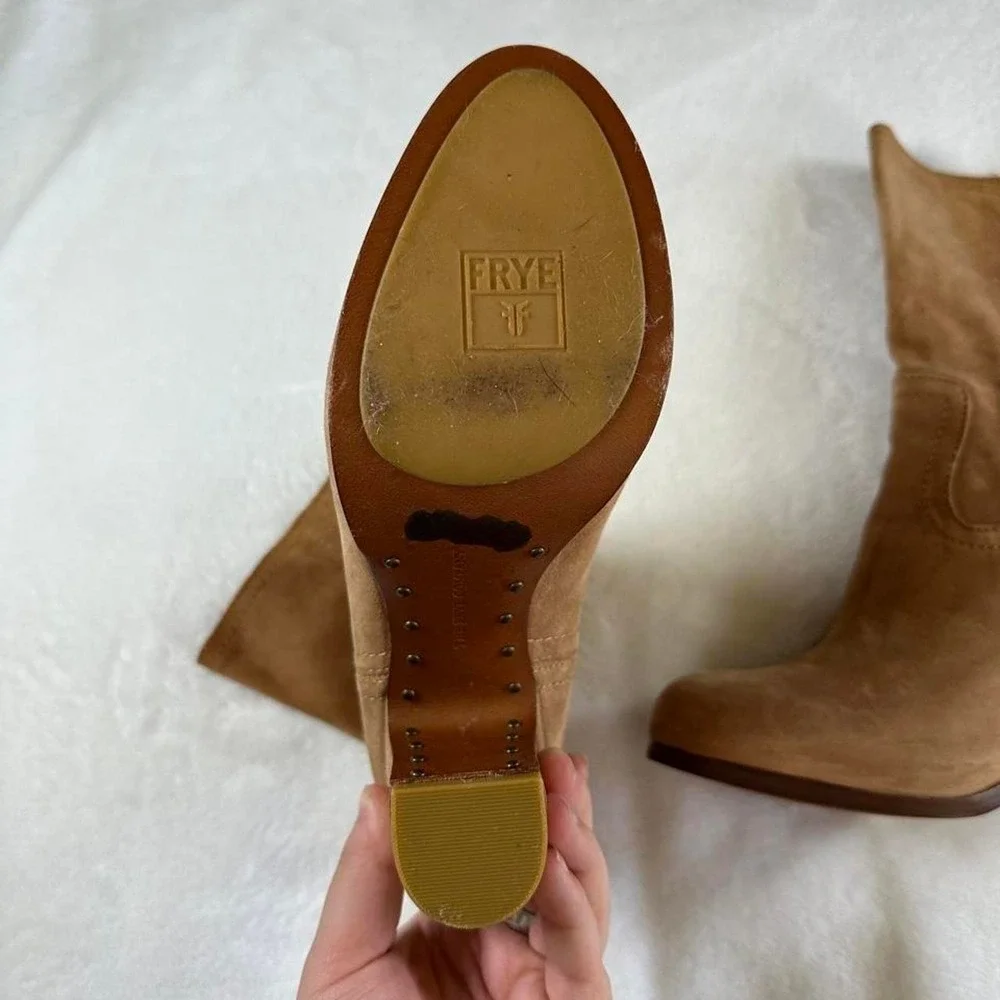 Frye Mirabelle Short Suede light leather pull on boots y2k vintage - Picture 3 of 5